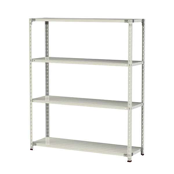 ●u.ヤマキン/山金工業【1.5S6545-4W】ボルトレス軽中量ラック(150kg/段) 4段 間口1500mm ホワイトグレー 組立式
