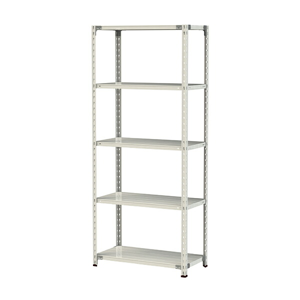 ●u.ヤマキン/山金工業【1.5S7345-5W】ボルトレス軽中量ラック(150kg/段) 5段 間口900mm ホワイトグレー 組立式｜家電と住設のイークローバー