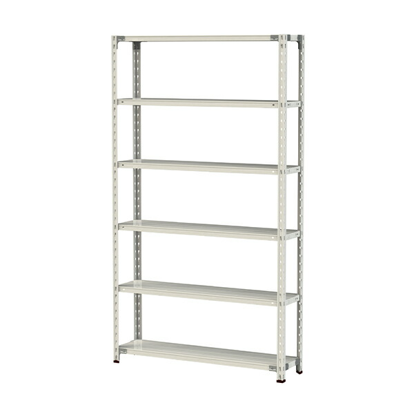 ●u.ヤマキン/山金工業【1.5S7430-6W】ボルトレス軽中量ラック(150kg/段) 6段 間口1200mm ホワイトグレー 組立式
