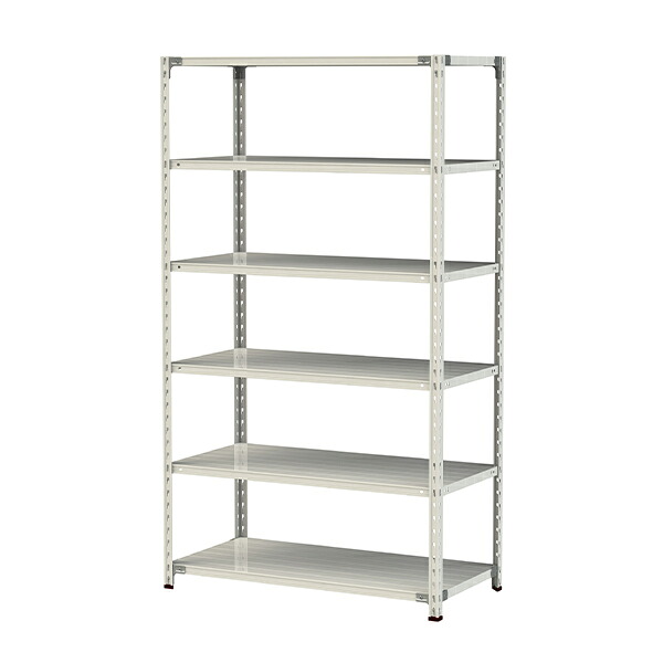 ●u.ヤマキン/山金工業【1.5S7460-6W】ボルトレス軽中量ラック(150kg/段) 6段 間口1200mm ホワイトグレー 組立式｜家電と住設のイークローバー