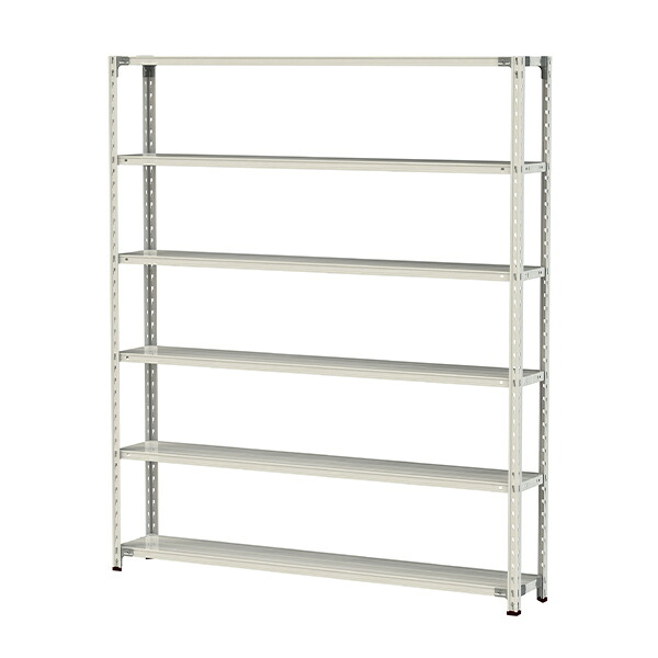 ●u.ヤマキン/山金工業【1.5S7630-6W】ボルトレス軽中量ラック(150kg/段) 6段 間口1800mm ホワイトグレー 組立式|家電と住設のイークローバー