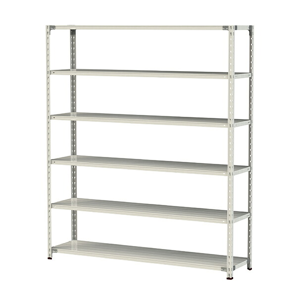 ●u.ヤマキン/山金工業【1.5S7645-6W】ボルトレス軽中量ラック(150kg/段) 6段 間口1800mm ホワイトグレー 組立式｜家電と住設のイークローバー 36,889円