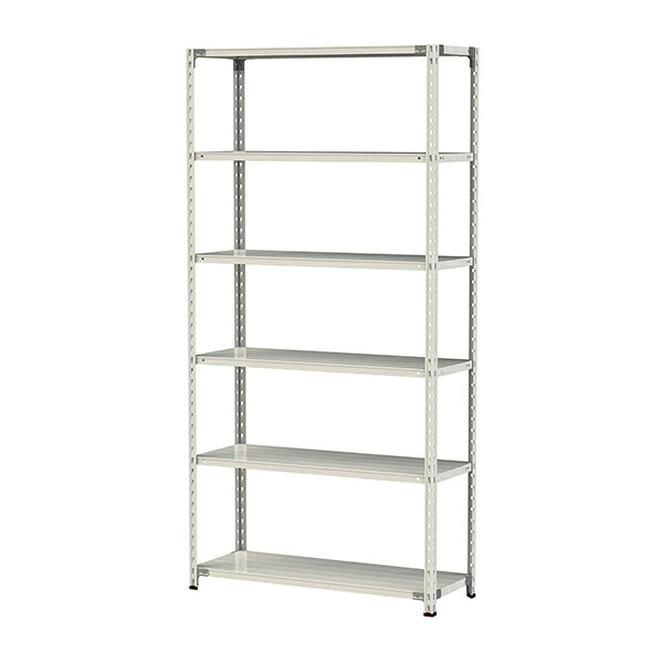 ●u.ヤマキン/山金工業【1.5S8445-6W】ボルトレス軽中量ラック(150kg/段) 6段 間口1200mm ホワイトグレー 組立式