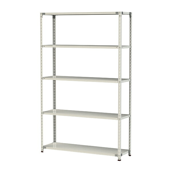 ●u.ヤマキン/山金工業【1.5S8545-5W】ボルトレス軽中量ラック(150kg/段) 5段 間口1500mm ホワイトグレー 組立式