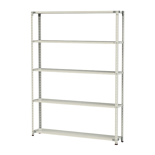 ●u.ヤマキン/山金工業【1.5S8630-5W】ボルトレス軽中量ラック(150kg/段) 5段 間口1800mm ホワイトグレー 組立式