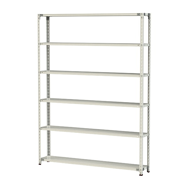 ●u.ヤマキン/山金工業【1.5S8630-6W】ボルトレス軽中量ラック(150kg/段) 6段 間口1800mm ホワイトグレー 組立式|家電と住設のイークローバー