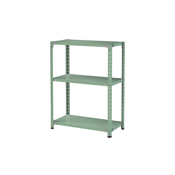 ●u.ヤマキン/山金工業【1.5S4345-3G】ボルトレス軽中量ラック(150kg/段) 3段 間口900mm ライトグリーン 組立式