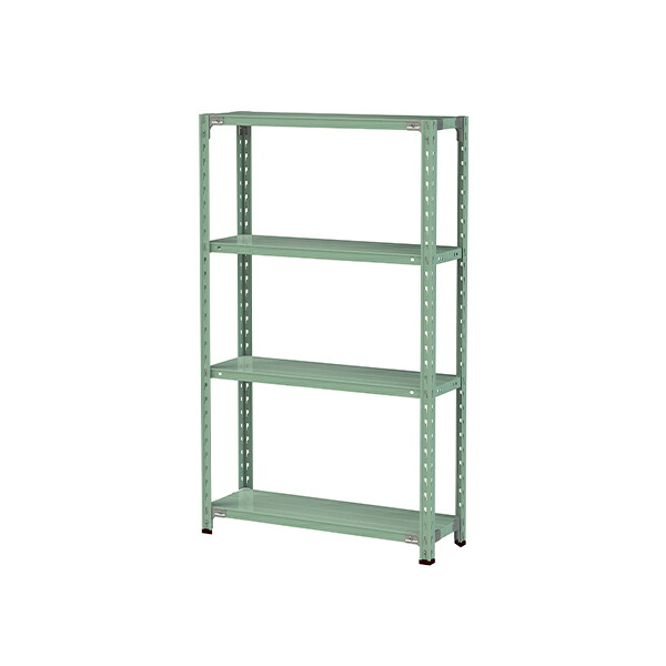 ●u.ヤマキン/山金工業【1.5S5330-4G】ボルトレス軽中量ラック(150kg/段) 4段 間口900mm ライトグリーン 組立式