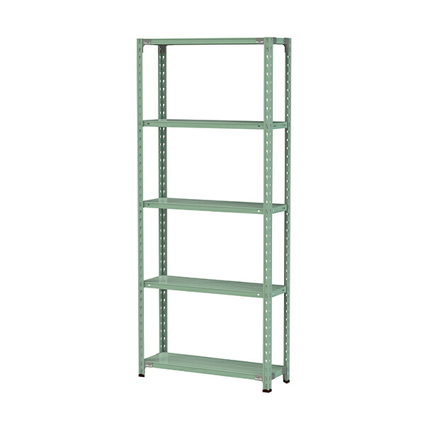 ●u.ヤマキン/山金工業【1.5S7330-5G】ボルトレス軽中量ラック(150kg/段) 5段 間口900mm ライトグリーン 組立式