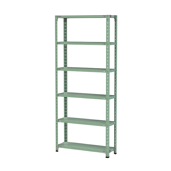 ●u.ヤマキン/山金工業【1.5S7330-6G】ボルトレス軽中量ラック(150kg/段) 6段 間口900mm ライトグリーン 組立式｜家電と住設のイークローバー