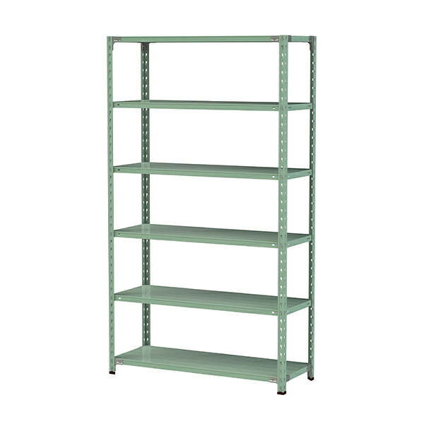 ●u.ヤマキン/山金工業【1.5S7445-6G】ボルトレス軽中量ラック(150kg/段) 6段 間口1200mm ライトグリーン 組立式｜家電と住設のイークローバー