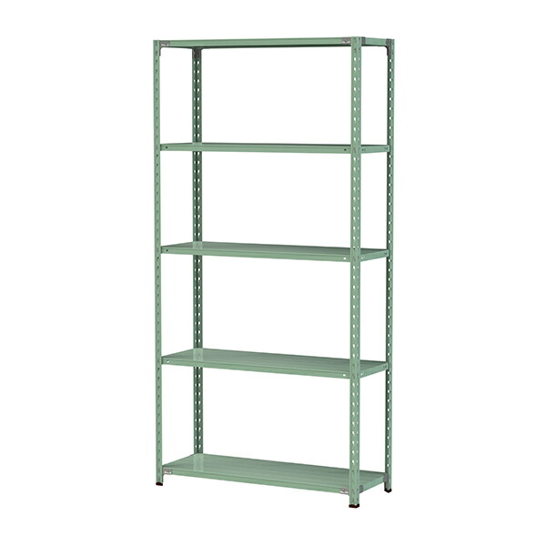 ●u.ヤマキン/山金工業【1.5S8445-5G】ボルトレス軽中量ラック(150kg/段) 5段 間口1200mm ライトグリーン 組立式|家電と住設のイークローバー