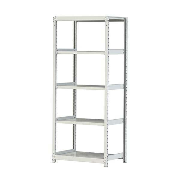 ●u.ヤマキン/山金工業【2S7360-5W】ボルトレス軽中量ラック(200kg/段) 5段 単体 間口900mm 組立式