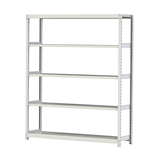●u.ヤマキン/山金工業【2S7645-5W】ボルトレス軽中量ラック(200kg/段) 5段 単体 間口1800mm 組立式｜家電と住設のイークローバー