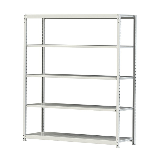 ●u.ヤマキン/山金工業【2S7660-5W】ボルトレス軽中量ラック(200kg/段) 5段 単体 間口1800mm 組立式｜家電と住設のイークローバー