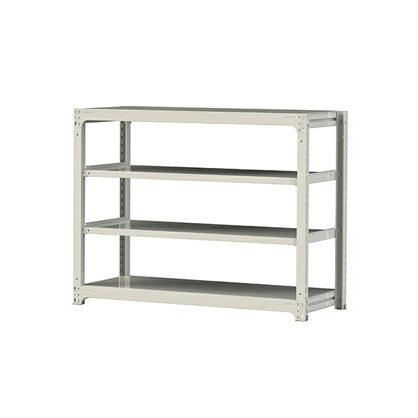 ●u.ヤマキン/山金工業【3S4562-4W】ボルトレス中量ラック(300kg/段) 4段 単体 高さ1200mm ホワイトグレー 組立式 35,440円