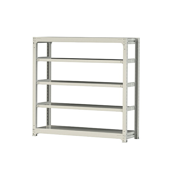 ●u.ヤマキン/山金工業【3S5548-5W】ボルトレス中量ラック(300kg/段) 5段 単体 高さ1500mm ホワイトグレー 組立式｜家電と住設のイークローバー