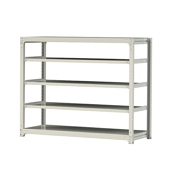 ●u.ヤマキン/山金工業【3S5670-5W】ボルトレス中量ラック(300kg/段) 5段 単体 高さ1500mm ホワイトグレー 組立式