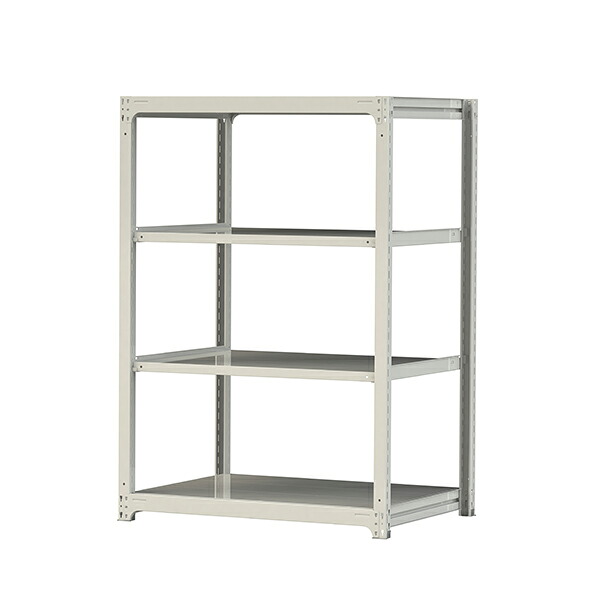 ●u.ヤマキン/山金工業【3S6491-4W】ボルトレス中量ラック(300kg/段) 4段 単体 高さ1800mm ホワイトグレー 組立式