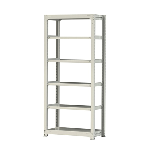 ●u.ヤマキン/山金工業【3S7348-6W】ボルトレス中量ラック(300kg/段) 6段 単体 高さ2100mm ホワイトグレー 組立式｜家電と住設のイークローバー