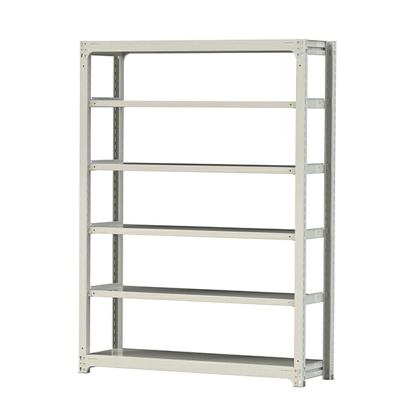 ●u.ヤマキン/山金工業【3S7548-6W】ボルトレス中量ラック(300kg/段) 6段 単体 高さ2100mm ホワイトグレー 組立式