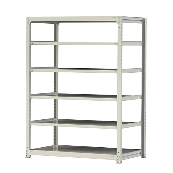 ●u.ヤマキン/山金工業【3S7591-6W】ボルトレス中量ラック(300kg/段) 6段 単体 高さ2100mm ホワイトグレー 組立式｜家電と住設のイークローバー