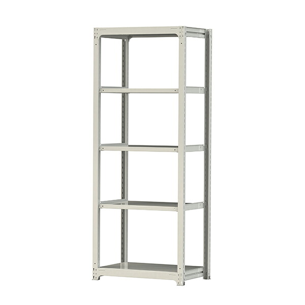 ●u.ヤマキン/山金工業【3S8362-5W】ボルトレス中量ラック(300kg/段) 5段 単体 高さ2400mm ホワイトグレー 組立式