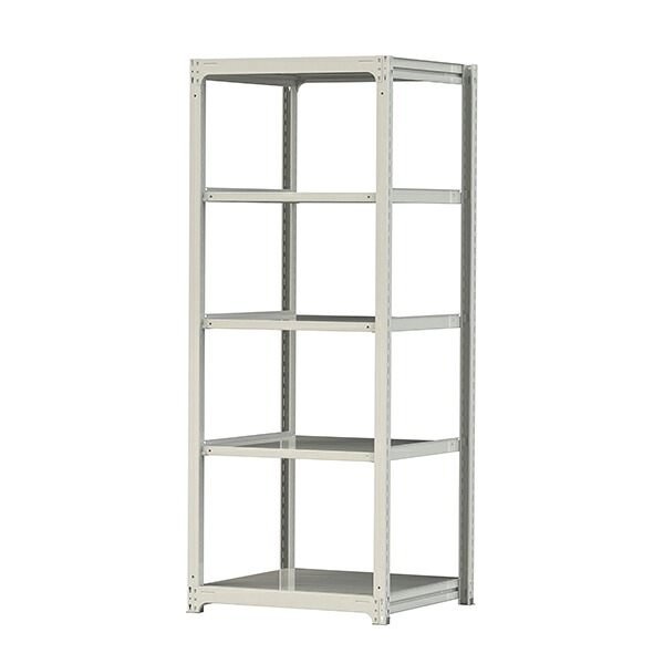 ●u.ヤマキン/山金工業【3S8391-5W】ボルトレス中量ラック(300kg/段) 5段 単体 高さ2400mm ホワイトグレー 組立式｜家電と住設のイークローバー
