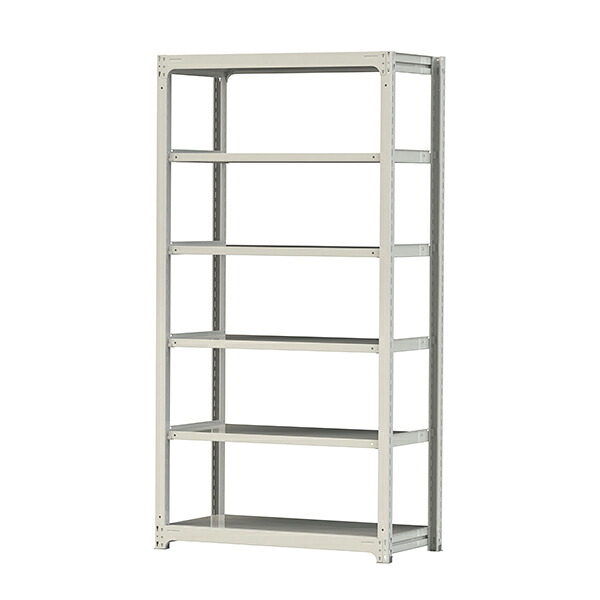 ●u.ヤマキン/山金工業【3S8462-6W】ボルトレス中量ラック(300kg/段) 6段 単体 高さ2400mm ホワイトグレー 組立式｜家電と住設のイークローバー