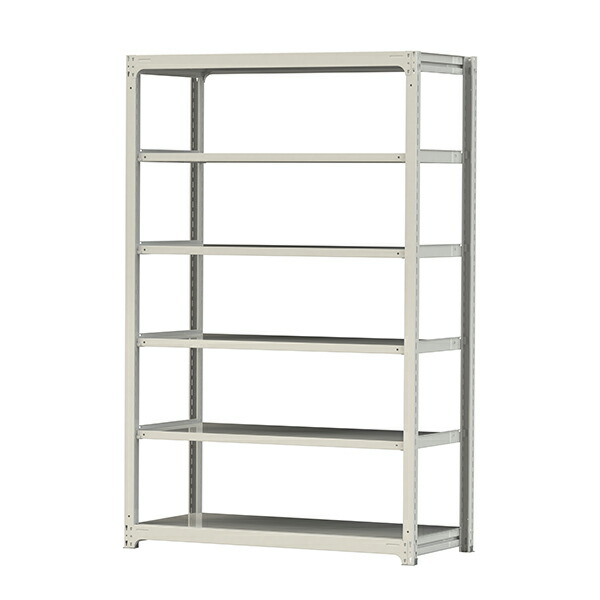 ●u.ヤマキン/山金工業【3S8570-6W】ボルトレス中量ラック(300kg/段) 6段 単体 高さ2400mm ホワイトグレー 組立式
