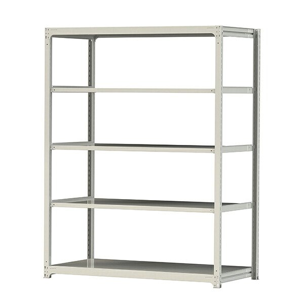 ●u.ヤマキン/山金工業【3S8691-5W】ボルトレス中量ラック(300kg/段) 5段 単体 高さ2400mm ホワイトグレー 組立式