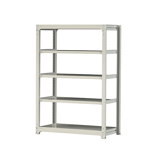 ●u.ヤマキン/山金工業【5S6462-5W】ボルトレス中量ラック(500kg/段) 5段 単体 高さ1800mm ホワイトグレー 組立式
