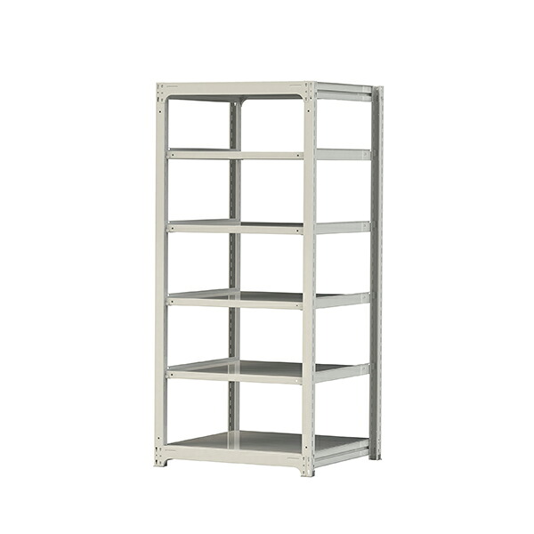 ●u.ヤマキン/山金工業【5S7391-6W】ボルトレス中量ラック(500kg/段) 6段 単体 高さ2100mm ホワイトグレー 組立式｜家電と住設のイークローバー 35,327円