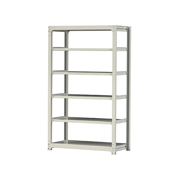 ●u.ヤマキン/山金工業【5S7462-6W】ボルトレス中量ラック(500kg/段) 6段 単体 高さ2100mm ホワイトグレー 組立式