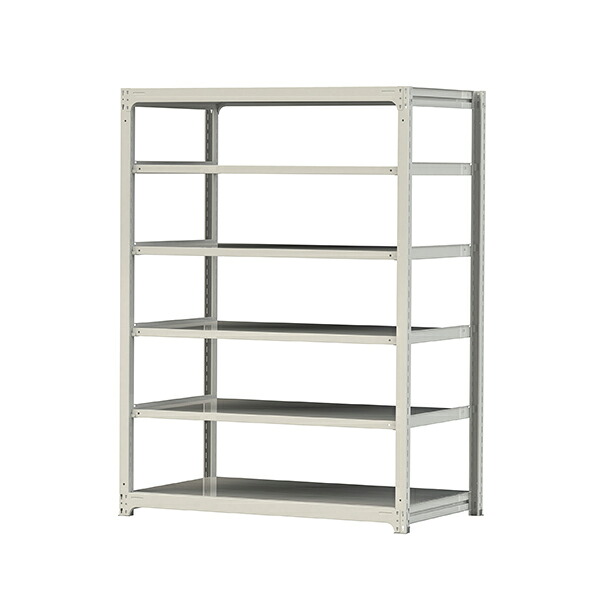 ●u.ヤマキン/山金工業【5S7591-6W】ボルトレス中量ラック(500kg/段) 6段 単体 高さ2100mm ホワイトグレー 組立式｜家電と住設のイークローバー