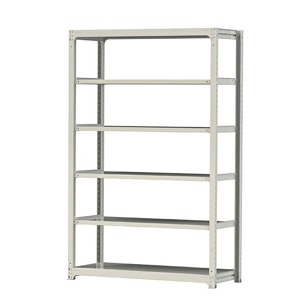 ●u.ヤマキン/山金工業【5S8562-6W】ボルトレス中量ラック(500kg/段) 6段 単体 高さ2400mm ホワイトグレー 組立式