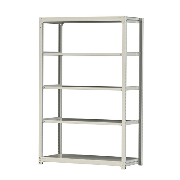 ●u.ヤマキン/山金工業【5S8570-5W】ボルトレス中量ラック(500kg/段) 5段 単体 高さ2400mm ホワイトグレー 組立式
