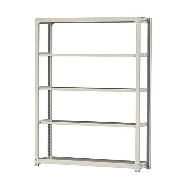 ●u.ヤマキン/山金工業【5S8648-5W】ボルトレス中量ラック(500kg/段) 5段 単体 高さ2400mm ホワイトグレー 組立式｜家電と住設のイークローバー 35,253円
