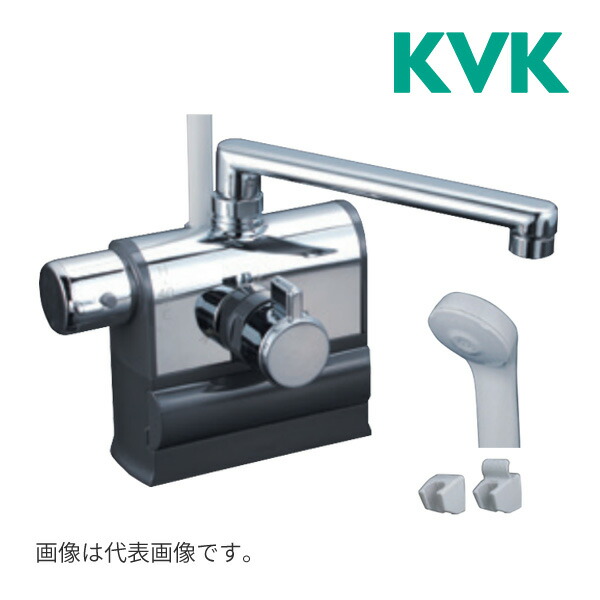 《店卸し資産あり》◆15時迄さし出し差しゆるす！KVK 水栓金具【KF3008LHS】甲板形サーモスタット式シャワー 左手持ち部分操作手順 撥水サーモ続きもの 押し並べて地・冷ややかさ地共用 190粍配管付