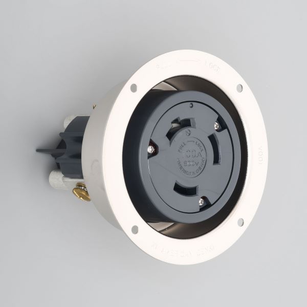 Яアメリカン電機 【31066】しろがね色 フランジコンセント 引掛形 100A 3P 600V 木材・建築資材・設備-花・ガーデン・DIY-電設資材