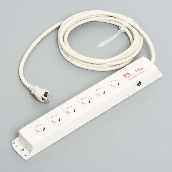 Яアメリカン電機 【KC1214PT】白色 マルチユースOAタップ 引掛形6ヶ口 コード3m 平刃形(一体成形)プラグ 125V サーキットプロテクター付 受注生産
