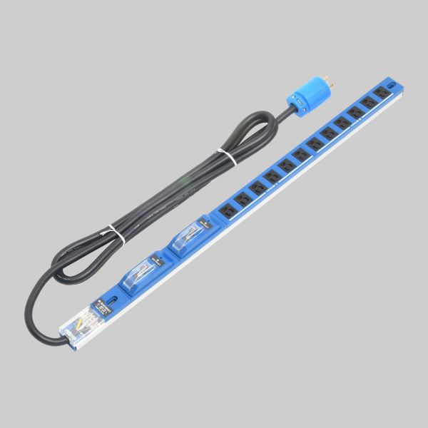 Яアメリカン電機 【HAC7121S-BL】青色 0Uコンセントバー 30A入力 抜止形12ヶ口 15A安全ブレーカ付 受注生産