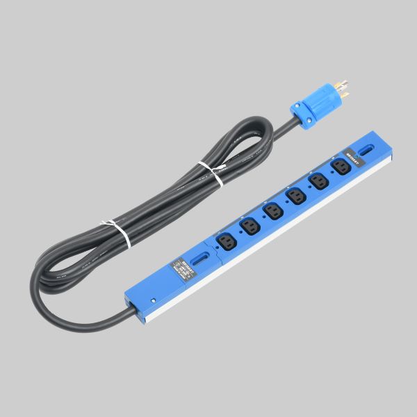 Яアメリカン電機 【HAC9060S-BL】青色 0Uコンセントバー 20A入力 IEC C-13×6ヶ口 受注生産|クローバー資材館