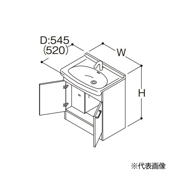 ●TOTO【LDSAS060BAGHG1A】ホワイト 洗面化粧台 Aシリーズ 2枚扉 電気温水器付き アクアオート(自動水栓) 洗面ボウル高さ800 間口600mm 受注約1週〔HC〕