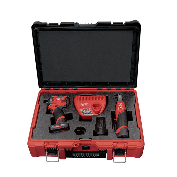 ▲●u.ミルウォーキー/Milwaukee 【M12FPP2H-5252PJP】M12 FUEL パワーパック (3/8インチ339Nmインパクトレンチ、3/8インチハイスピードラチェットレンチ)