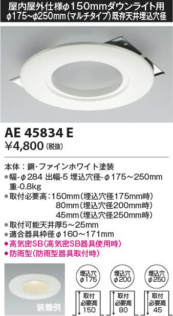 89%OFF!】 ファインホワイト βコイズミ φ175〜φ250mm 照明部材屋内外仕様ダウンライト用リニューアルプレート 既存天井埋込穴径  マルチタイプ ライト・照明器具