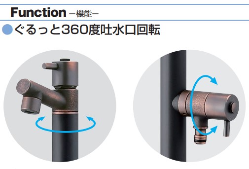 竹村製作所【S-10ASW-1313100BB】蛇口一体型デザイン水栓柱S-10ASW(アクアマールW・ブラックブロンズ)補助蛇口付