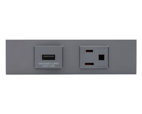 β神保電器 配線器具【KAG-2737SG】ソリッドグレー NKシリーズ 家具・機器用 USBコンセント＋接地コンセントセット (シボ加工品) 受注生産