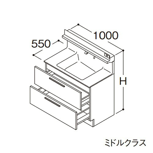 ●TOTO 【LDSFB100CCRDS1】洗面化粧台 ミドルクラス オクターブ 2段引き出し 右側回避 カウンター高さ850mm 間口1000mm 寒冷地 受注約1週〔GA〕