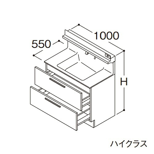 ●TOTO 【LDSFB100CCRDS1】洗面かざり付ける台 御前上等 オクターブ 2段引き出し 右寄りくぐり抜ける カウンタ高さ850粍 間口1000粍 冷ややかさ地 受注約1週〔GA〕